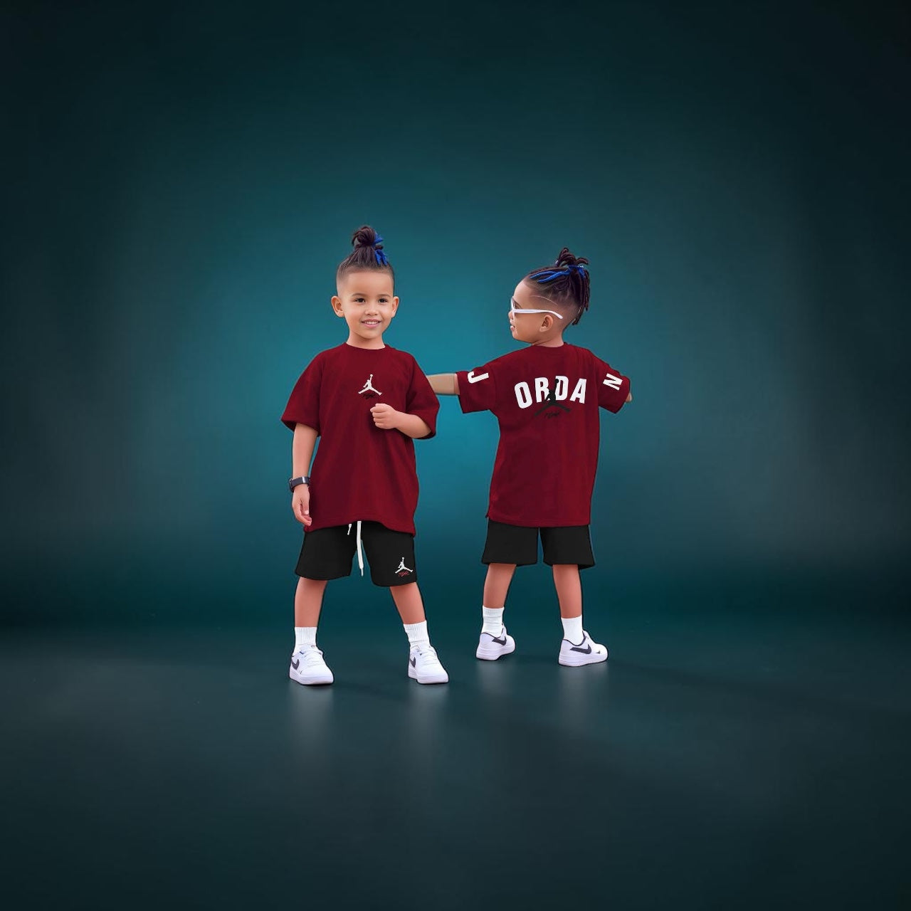 Set Tricou & Pantaloni Scurți Copii Model Jdn Burgundy