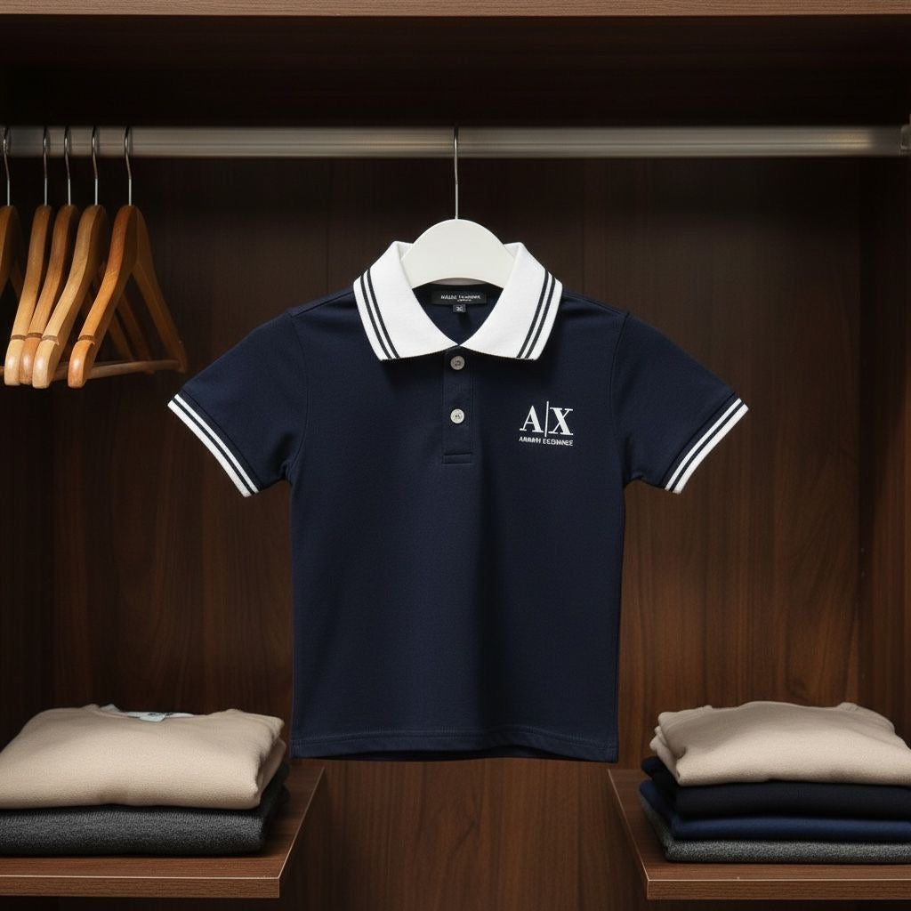 Tricou polo băieți bleumarin A|X – casual elegant