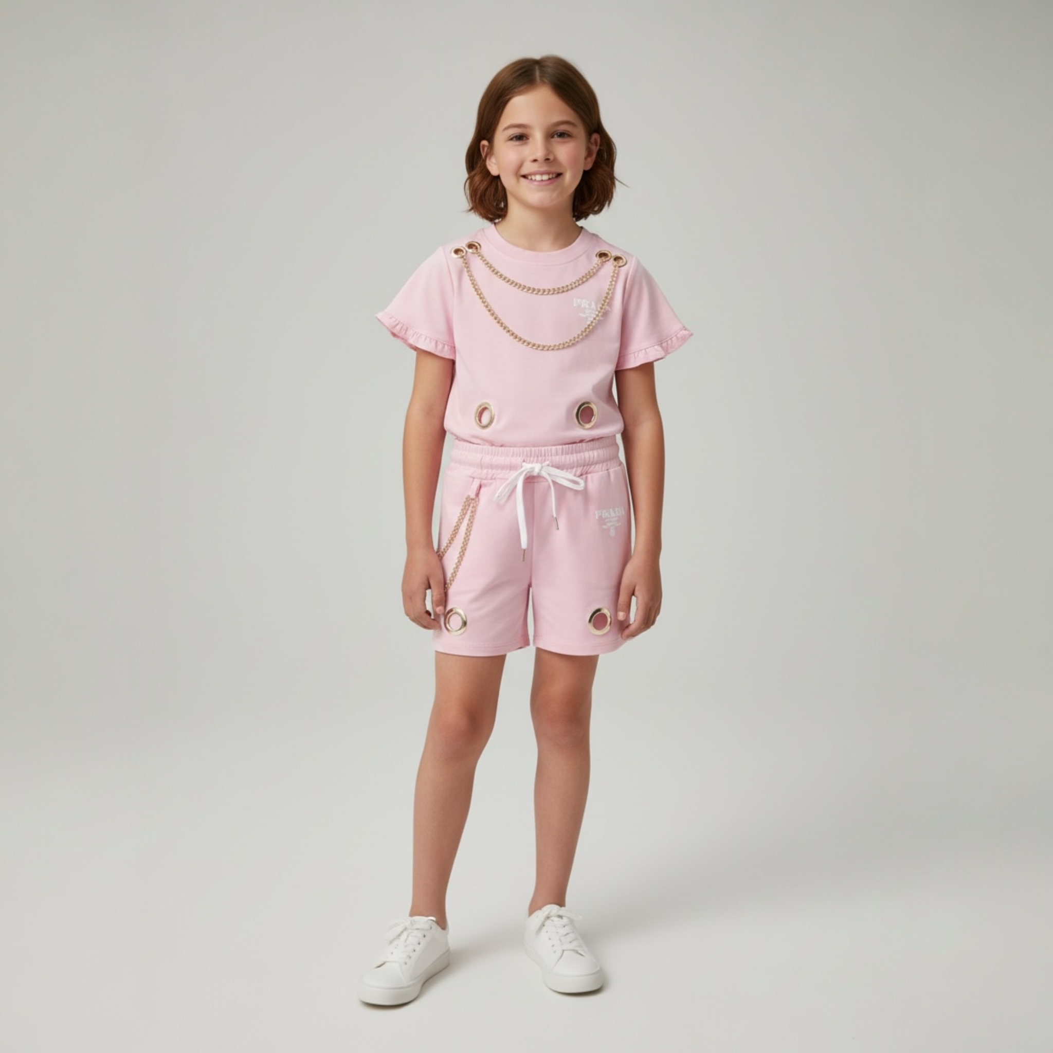 Compleu fete Model PR Roz – Tricou & pantaloni scurți